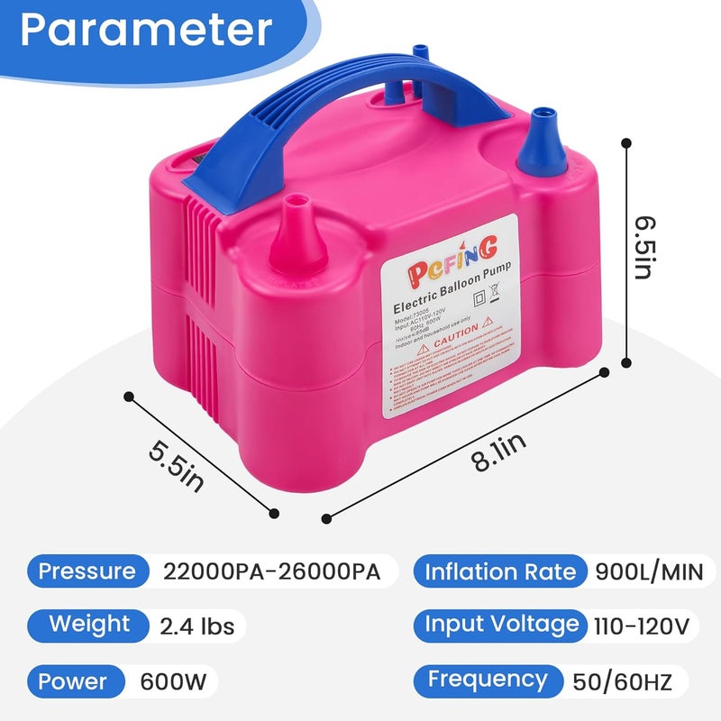 PCFING Balloon Pump Electric, Portable Balloons Inflator Blower Machine with Balloon Tie Tool & Dual Nozzle - Image 5